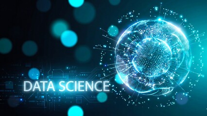Obraz premium Data science abstract vector background. 3D sphere cloud server. Machine learning technology. ai