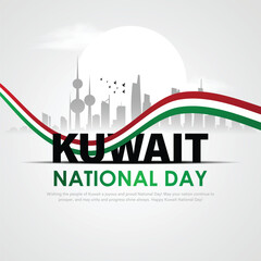 Obraz premium 25th February celebrating 65th kuwait national day. Creative vector illustration design.