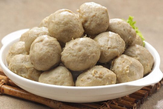 Meatballs or Bakso pentol, made from minced beef and tapioca flour. 
