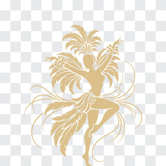 Carnaval Samba Dancer Silhouette in Dynamic Pose with Flowing Feathers