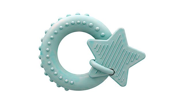 Teal Star and Ring Teether