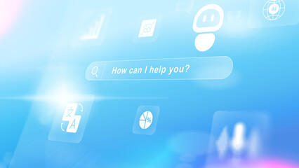 User interacts with an artificial intelligence tool in a digital workspace on a blue background