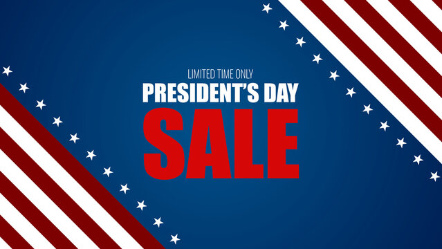 Limited time only event for President's Day sale with red and blue design on background