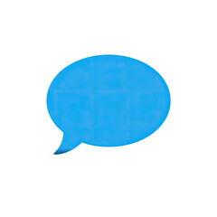 A stylized blue speech bubble outline on a contrasting black background