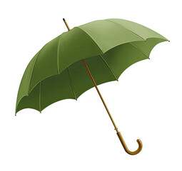 Digitally created illustration of a fully opened green umbrella against a solid black background