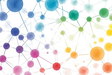 Colorful abstract illustration featuring connected translucent circular shapes against a white backdrop