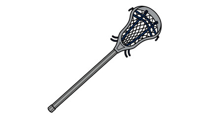 Illustration of a lacrosse stick with netting on white background