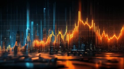 A digital cityscape with vibrant data visualization elements. - Powered by Adobe