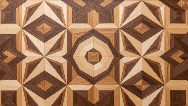 Intricate wooden parquet pattern