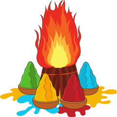 illustration of holi festival celebration with colorful gulal
