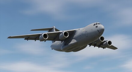 Large cargo airplane flying in the sky.