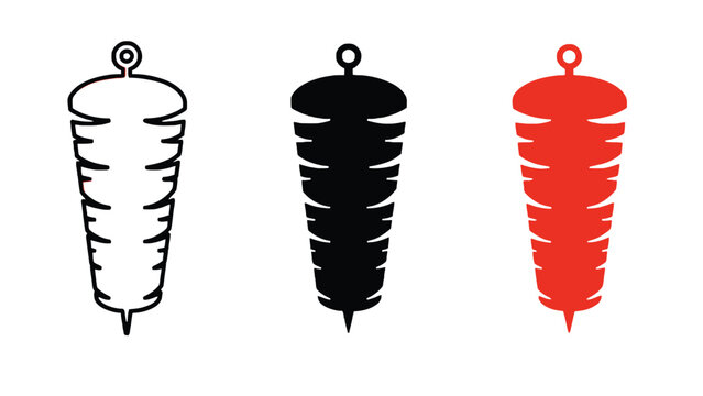 A set of three shawarma icons in different colors on a white background