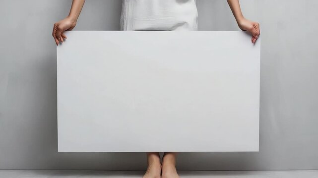model hidden behind a giant blank whiteboard 4K Videos