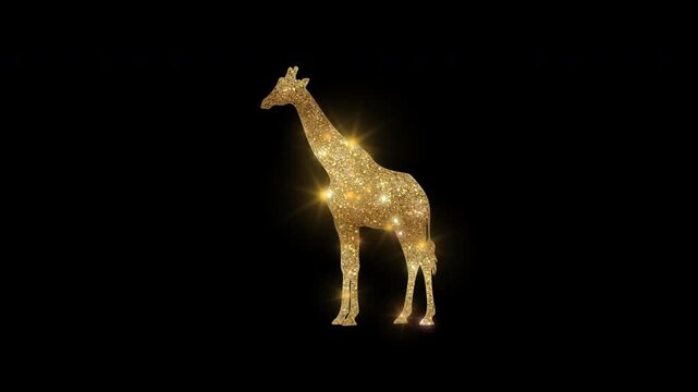 Luxury Giraffe with golden glitter, alpha channel