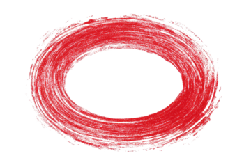 A vibrant, sketched, red oval, with a dark, negative space center, set against a black background