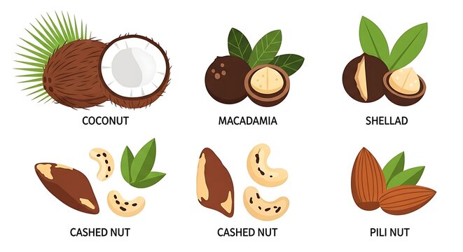 Assorted Nuts and Seeds with Labels.