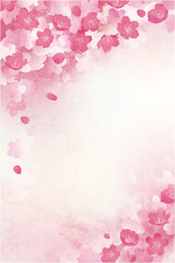 水彩タッチの淡いピンクの桜背景