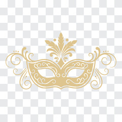 Venetian Carnaval Mask Silhouette with Decorative Curves