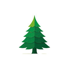 Obraz premium A cartoon-style depiction of a green evergreen tree. Set against a dark background
