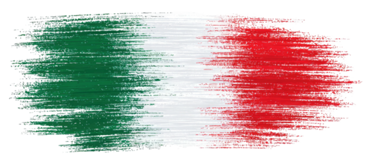 A textured, horizontal flag design with three bands of color green, white, and red