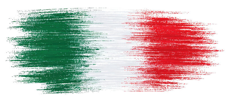 A textured, horizontal flag design with three bands of color green, white, and red