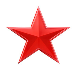 Obraz premium Glossy Red Five-Pointed Star Isolated