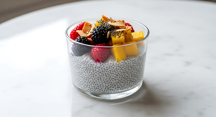 Vibrant fruit and chia seed parfait