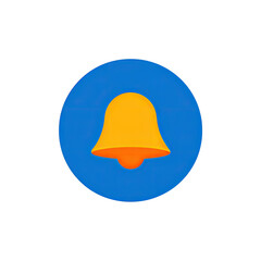 A vibrant digital notification icon, featuring a golden bell set on a blue circular background