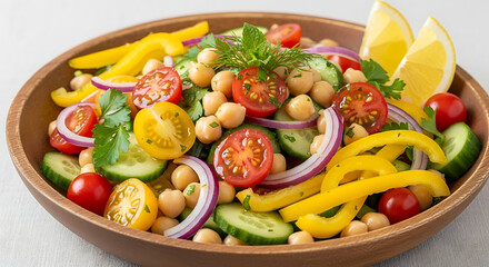 Vibrant chickpea and vegetable salad