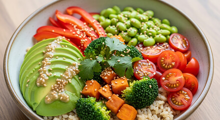 Vibrant vegetable rice bowl