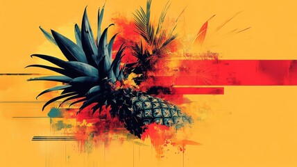 Abstract pineapple illustration focusing on shapes and colors to create a unique, visually striking piece.