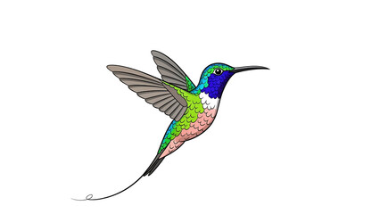 Colorful Hummingbird in Flight isolated on a transparent background