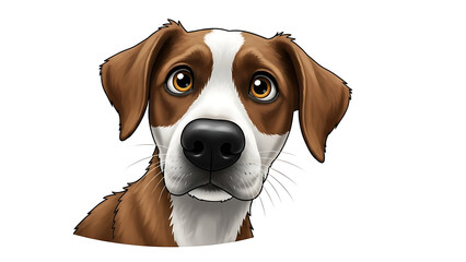 Curious brown and white dog tilting head isolated on a transparent background 1