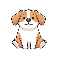 Cute cartoon dog sitting with floppy ears isolated on a transparent background
