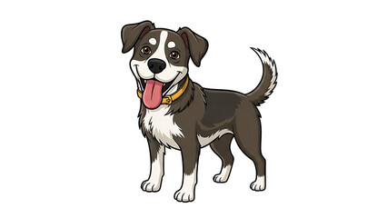 Happy brown and white dog standing with tongue out isolated on a transparent background
