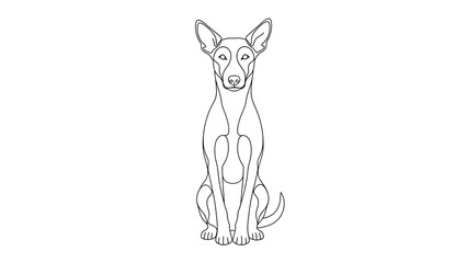 Line of a sitting dog isolated on a transparent background