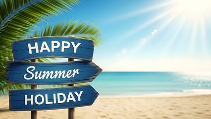 Happy summer holiday travel vacation beach getaway