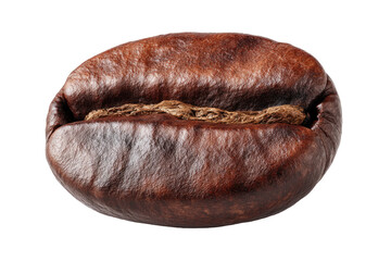 Single coffee bean, darkly roasted, closeup shot on a black background
