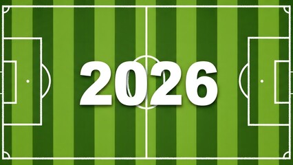 Soccer field with 2026 text overlay