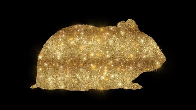 Luxury Hamster with golden glitter, alpha channel