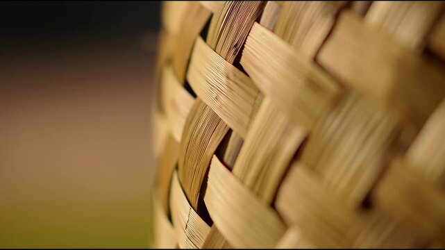 Close-Up of Woven Basket Texture - A Detailed Look.