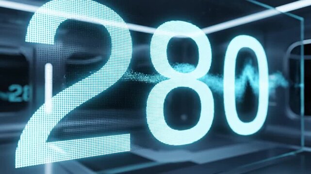 Futuristic Display Shows Number 280 in Sci-Fi Interior.