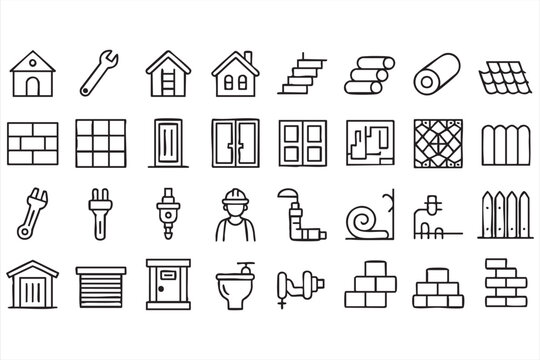 Building and Renovation UI Icons for Architecture Tools
