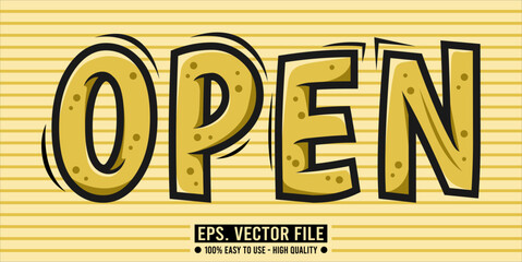 Typography OPEN word art illustration, editable text effect