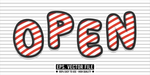 Typography OPEN word art illustration, editable text effect