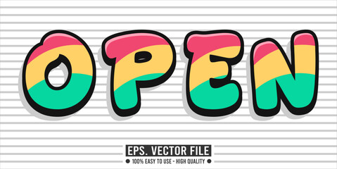 Typography OPEN word art illustration, editable text effect