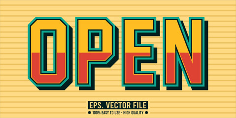 Typography OPEN word art illustration, editable text effect
