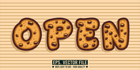 Typography OPEN word art illustration, editable text effect