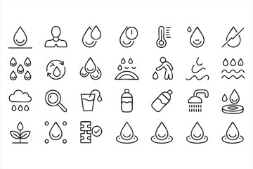 Clean Water And Sustainability Line Icons Collection