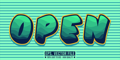 Typography OPEN word art illustration, editable text effect